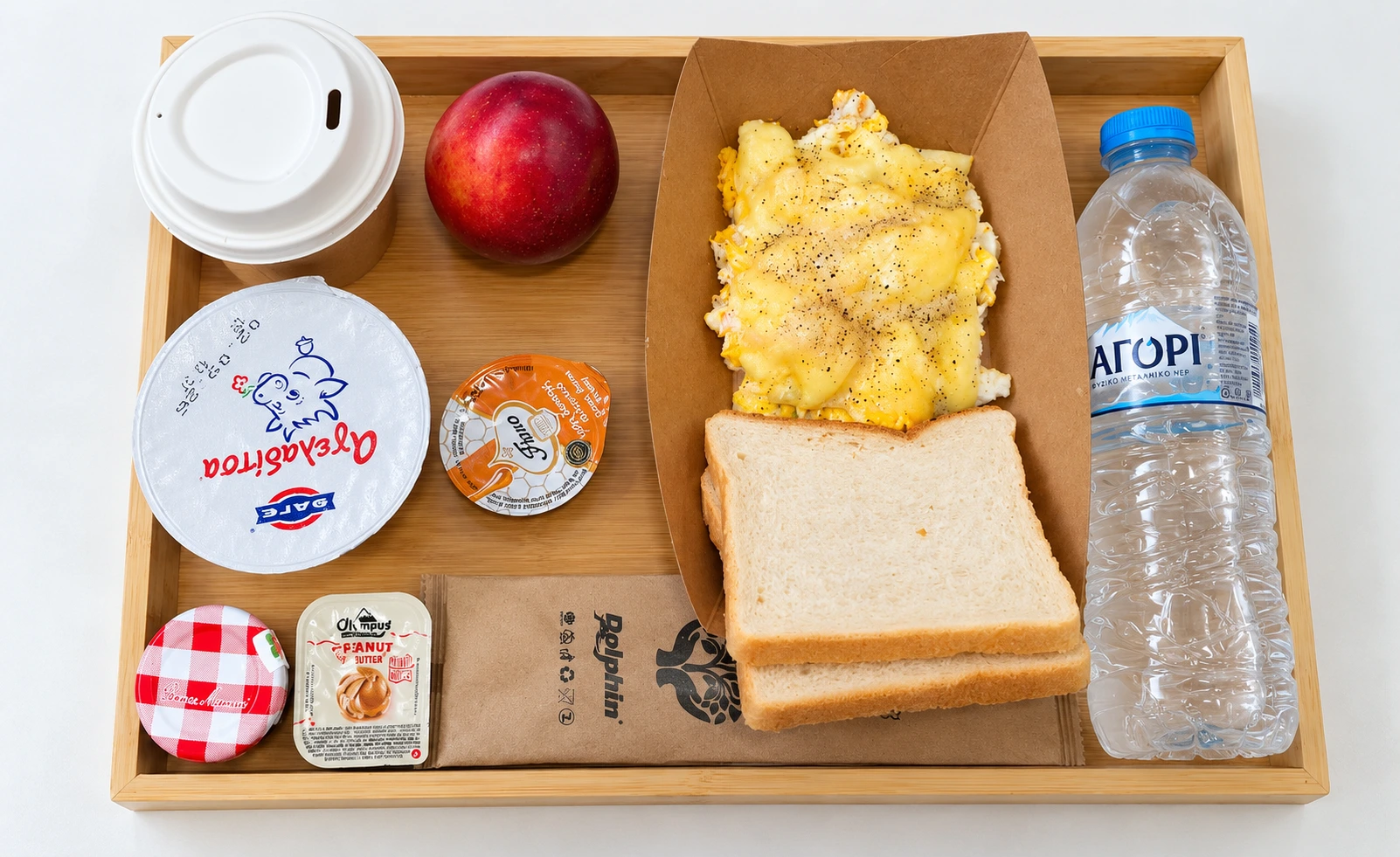 An example of the Figleaf set breakfast tray; selections vary daily